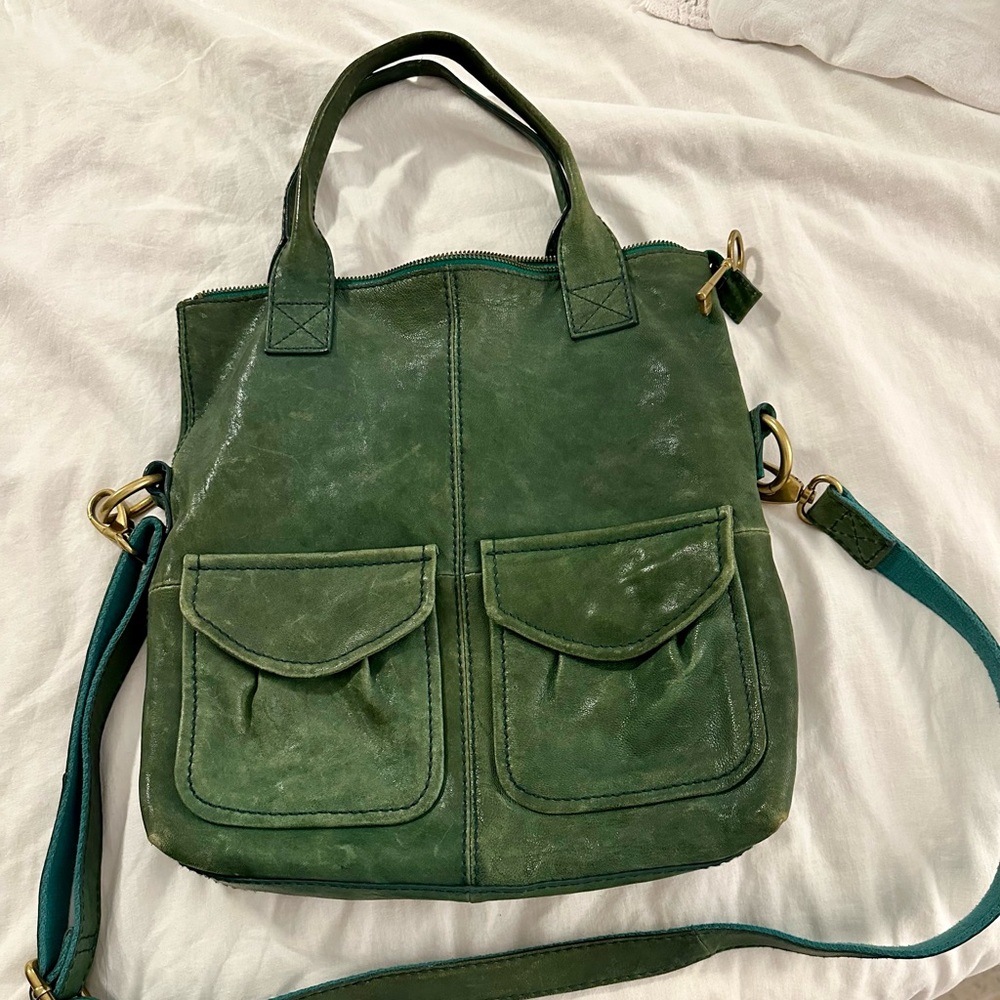 Fossil Brand leather green handbag
